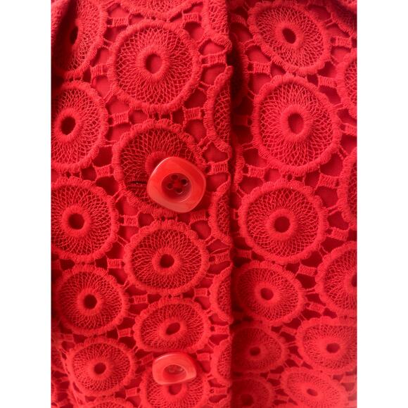 Anthropologie Tabitha Eyelet 100% Cotton Red Swing Coat Sz M - Picture 3 of 7